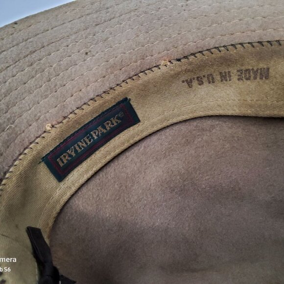 vintage irvine park tan 100% wool beaded band large hat. - Picture 3 of 3